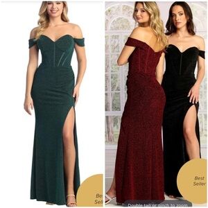 Cindy Collection USA Green Glitter Maxi Dress Size 2XL Sweetheart Neckline